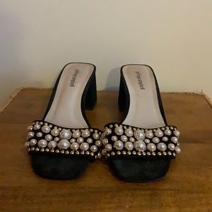 JEFFERY CAMPBELL black pearl studded mules
